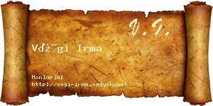 Vági Irma névjegykártya